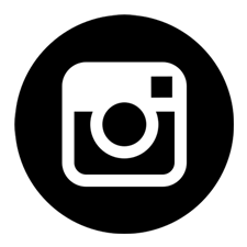 Símbolo do instagram em botão circular preto com bordas brancas